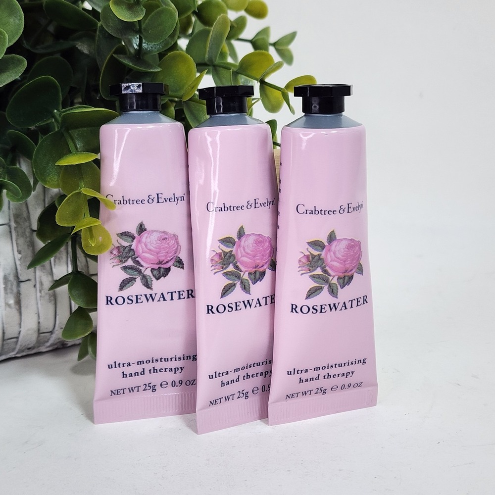 Lot of 3 Crabtree & Evelyn Rosewater Hand Therapy Cream 0.9 oz Each Travel Size